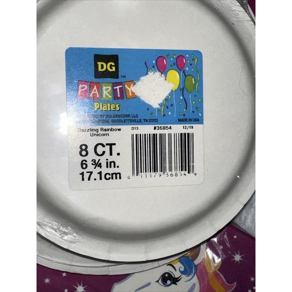 DG Party Dazzling Rainbow Unicorn Birthday Supplies Plates Napkins Tablecloth